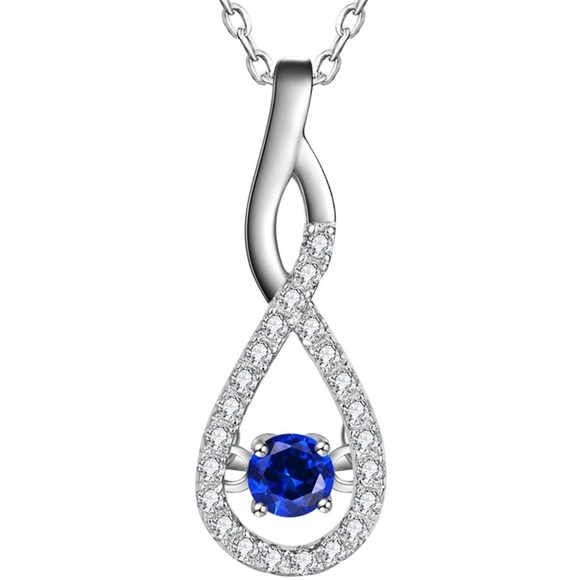 Genuine Sapphire Infinity Sparkling Necklace - Picture 1 of 5
